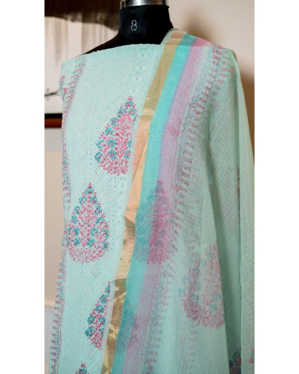 Azure Blossom – Chiken Embroidered Cotton Elegance - Image 2
