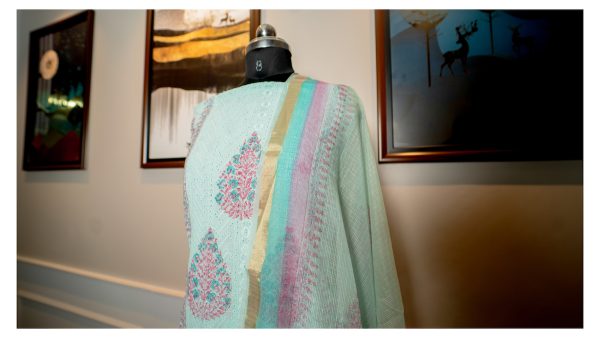 Azure Blossom – Chiken Embroidered Cotton Elegance - Image 4