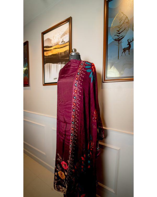 Royal Ember – Brocade & Chiffon Elegance - Image 3