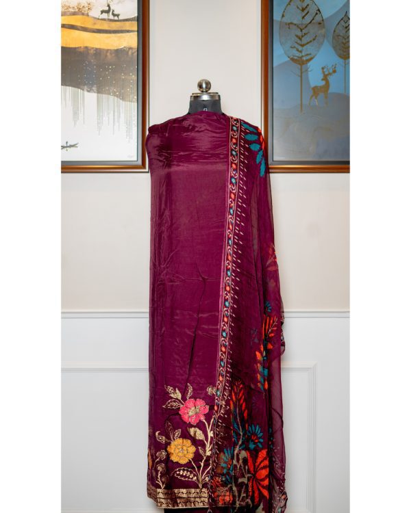 Royal Ember – Brocade & Chiffon Elegance - Image 2