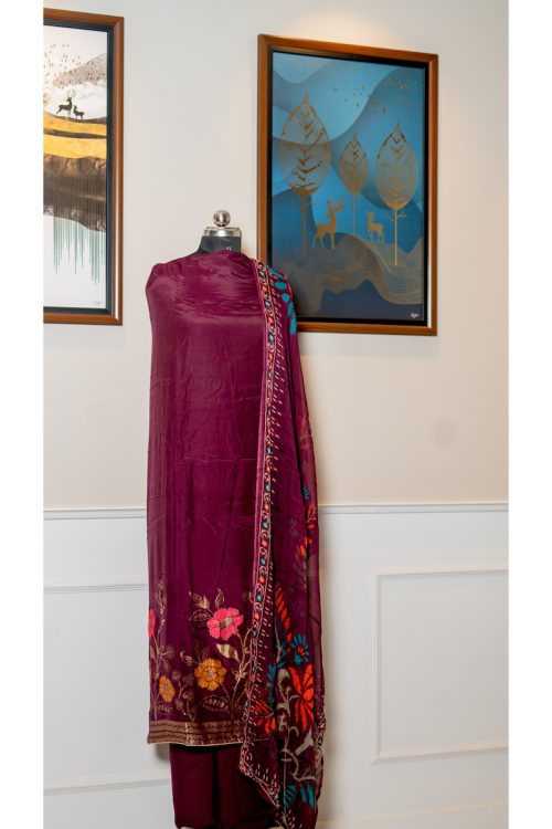 Royal Ember – Brocade & Chiffon Elegance
