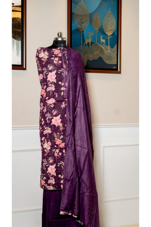 Violet Vibgyor – Floral Luxe Linen Ensemble