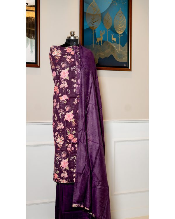 Violet Vibgyor – Floral Luxe Linen Ensemble