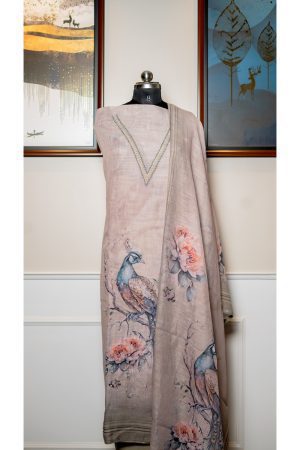 Peacock Petals – Elegant Linen Ensemble