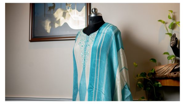 Elegant Pearl-Work Pure Muslin Churidar Set - Image 3