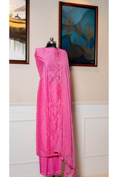 Pink Blossom – Organza & Lucknowi Embroidered Ensemble
