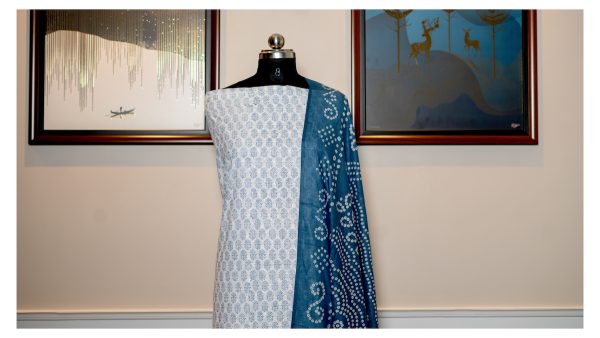 Azure Moonglow – Chikankari & Cotton Fusion - Image 4