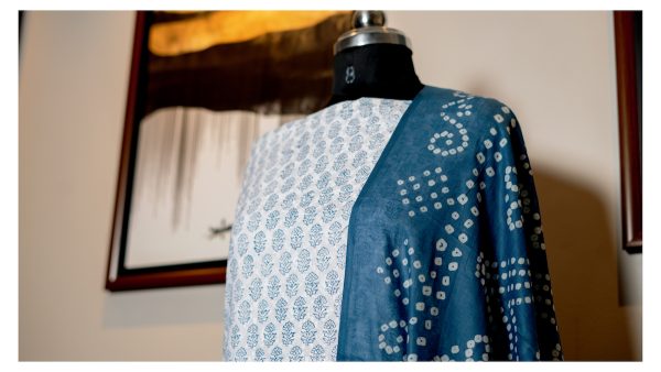 Azure Moonglow – Chikankari & Cotton Fusion - Image 3
